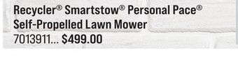 Ace Hardware Recycler® smartstow® personal pace® self-propelled lawn mower offer