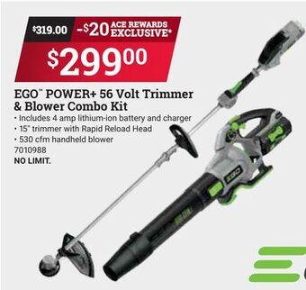 Ace Hardware Ego™ power + 56 volt trimmer & blower combo kit offer