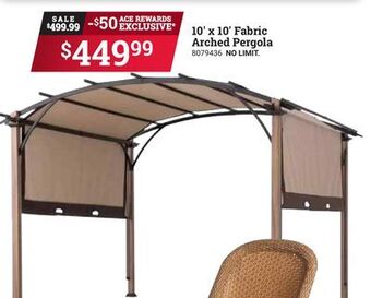 Ace Hardware 10' x 10' fabric arched pergola offer