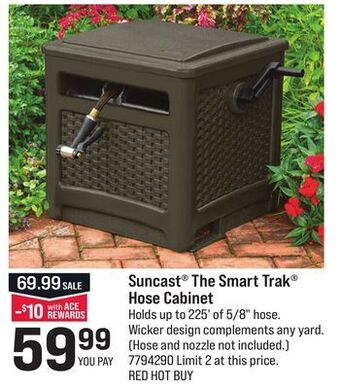 Ace Hardware Suncast the smart trak hose cabinet offer