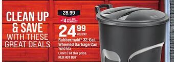 Ace Hardware Rubbermaid® 32-gal. wheeled garbage can offer