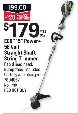 Ace Hardware Ego™ 15 power + 56 volt straight shaft string trimmer offer