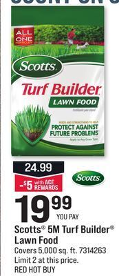 Ace Hardware Scotts® 5m turf builder® lawn food offer