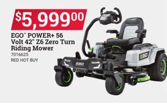 Ace Hardware Ego power + 56 volt 42 z6 zero turn riding mower offer