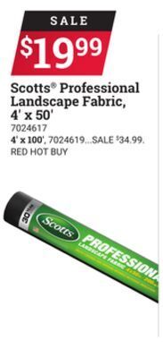 Ace Hardware Scotts® professional landscape fabric, 4' x 50' offer
