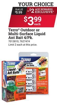 Ace Hardware Terro outdoor or multi-surface liquid ant bait 4/pk offer