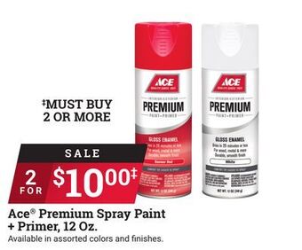 Ace Hardware Ace® premium spray paint + primer, 12 oz offer