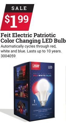 Ace Hardware Feit electric patriotic color changing led bulb offer