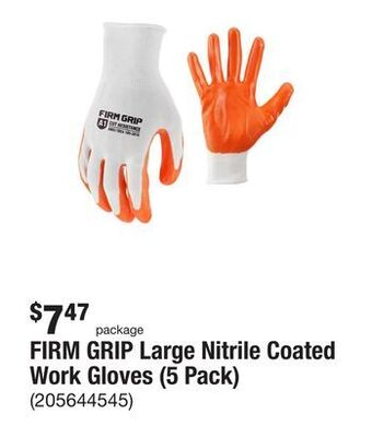 The Home Depot Firm grip large nitrile coated work gloves (5 pack) offer