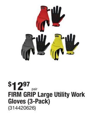 The Home Depot Firm grip large utility work gloves (3-pack) offer