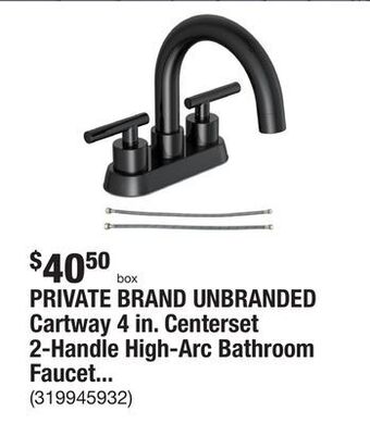 The Home Depot Private brand unbranded cartway 4 in. centerset 2-handle high-arc bathroom faucet in matte black offer