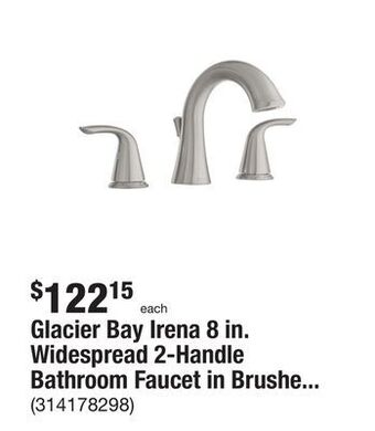 The Home Depot Glacier bay irena 8 in. widespread 2-handle bathroom faucet in brushed nickel offer
