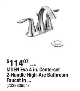 The Home Depot Moen eva 4 in. centerset 2-handle high-arc bathroom faucet in chrome offer