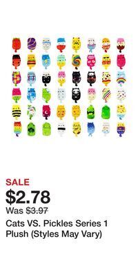 Game Stop Cats vs. pickles series 1 plush (styles may vary) offer