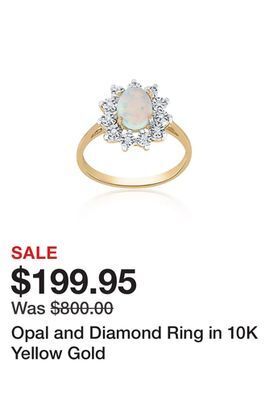 Belk Opal and diamond ring in 10k yellow gold offer