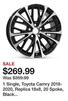 Tractor Supply Company 1 single, toyota camry 2018-2020, replica 18x8, 20 spoke, black machined aluminum rim /wheel (4261106e10/4261106f70) offer