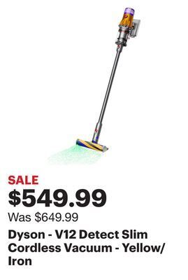 Best Buy Dyson - v12 detect slim cordless vacuum - yellow/iron offer