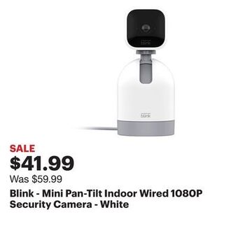 Best Buy Blink - mini pan-tilt indoor wired 1080p security camera - white offer