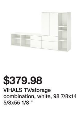 Ikea Vihals tv/storage combination, white, 98 7/8x14 5/8x55 1/8 offer
