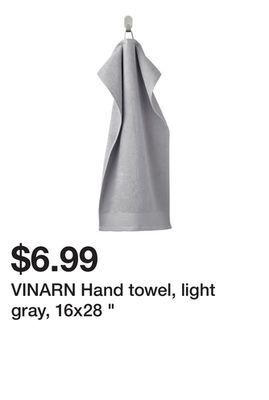 Ikea Vinarn hand towel, light gray, 16x28 offer