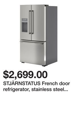 Ikea Stjärnstatus french door refrigerator, stainless steel color/counter-depth, 22.6 cu.ft offer