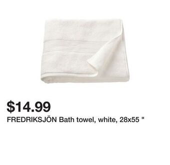 Ikea Fredriksjön bath towel, white, 28x55 offer