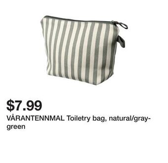 Ikea Vårantennmal toiletry bag, natural/gray-green offer