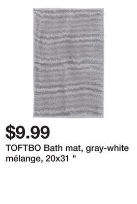 Ikea Toftbo bath mat, gray-white mélange, 20x31 offer