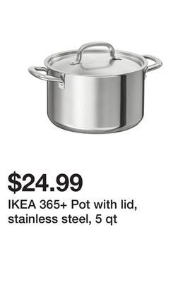 Ikea Ikea 365+ pot with lid, stainless steel, 5 qt offer