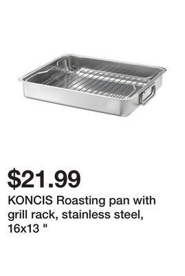 Ikea Koncis roasting pan with grill rack, stainless steel, 16x13 offer
