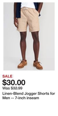 Old Navy Linen-blend jogger shorts for men -- 7-inch inseam offer