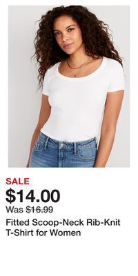 Old Navy Fitted scoop-neck rib-knit t-shirt for women offer