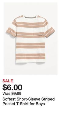 Old Navy Softest short-sleeve striped pocket t-shirt for boys offer