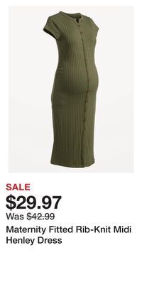 Old Navy Maternity fitted rib-knit midi henley dress offer