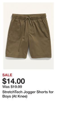 Old Navy Stretchtech jogger shorts for boys (at knee) offer