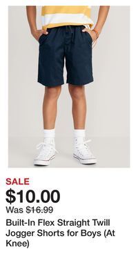 Old Navy Built-in flex straight twill jogger shorts for boys (at knee) offer
