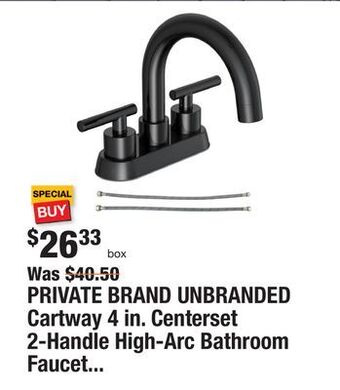 The Home Depot Private brand unbranded cartway 4 in. centerset 2-handle high-arc bathroom faucet in matte black offer