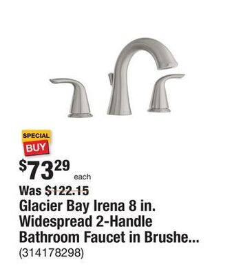 The Home Depot Glacier bay irena 8 in. widespread 2-handle bathroom faucet in brushed nickel offer