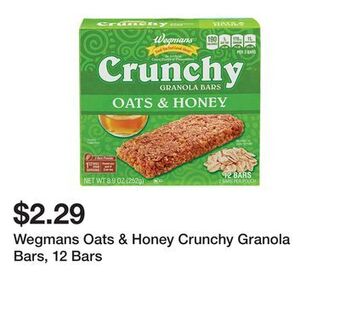 Wegmans Wegmans oats & honey crunchy granola bars, 12 bars offer