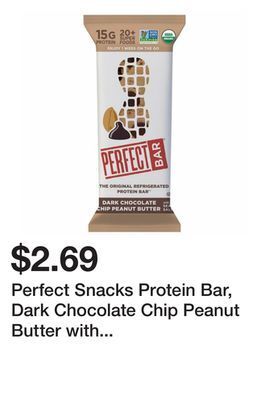Wegmans Perfect snacks protein bar, dark chocolate chip peanut butter with sea salt offer