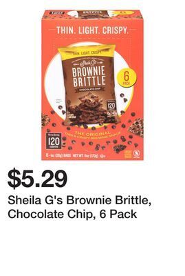 Wegmans Sheila g's brownie brittle, chocolate chip, 6 pack offer