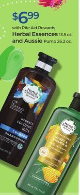 Rite Aid Herbal essences and aussie pump offer