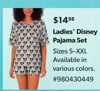 Sam's Club Ladies' disney pajama set offer