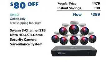 Sam's Club Swann 8-channel 2tb ultra hd 4k 8-dome security camera surveillance system offer