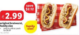 Lidl Original bratwurst, family size offer
