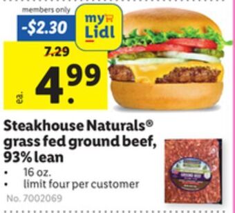 Lidl Steakhouse naturals® grass fed ground beef, 93% lean offer