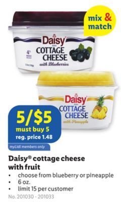 Lidl Daisy® cottage cheese with fruit offer