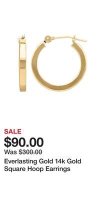 Kohl's Everlasting gold 14k gold square hoop earrings offer