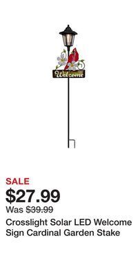 Kohl's Crosslight solar led welcome sign cardinal garden stake offer