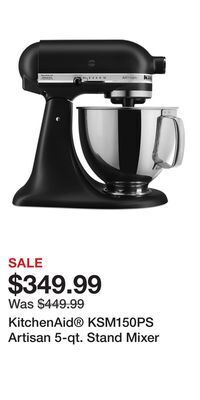 Kohl's Kitchenaid® ksm150ps artisan 5-qt. stand mixer offer